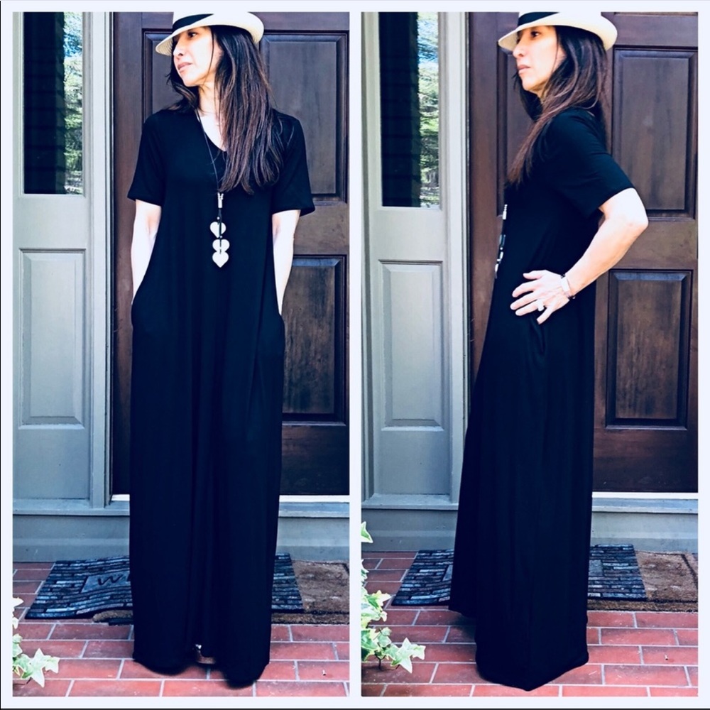 ✨RESTOCKED✨ V NECK LOOSE FIT MAXI DRESS POCKETS - Picture 5 of 6